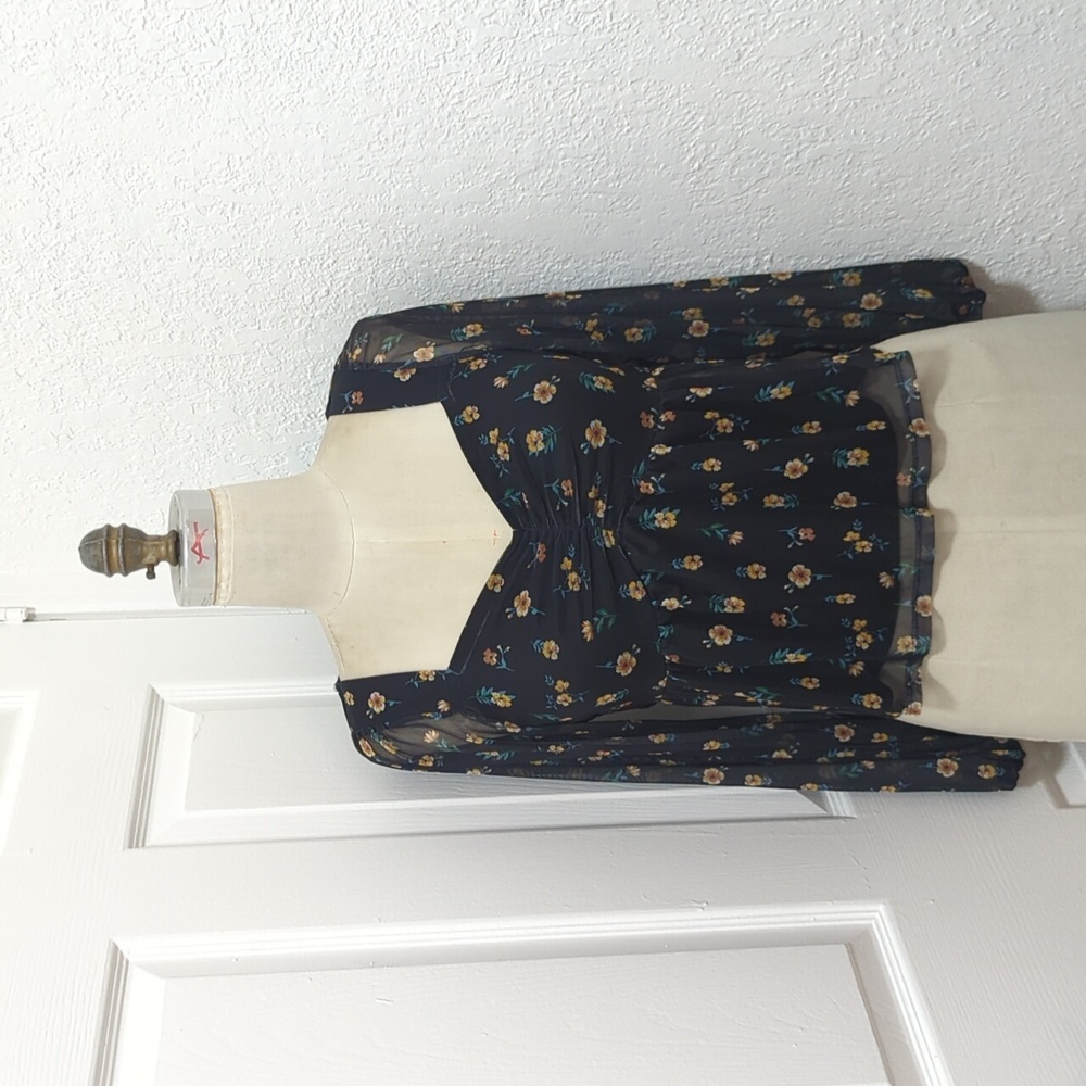 Black floral blouse